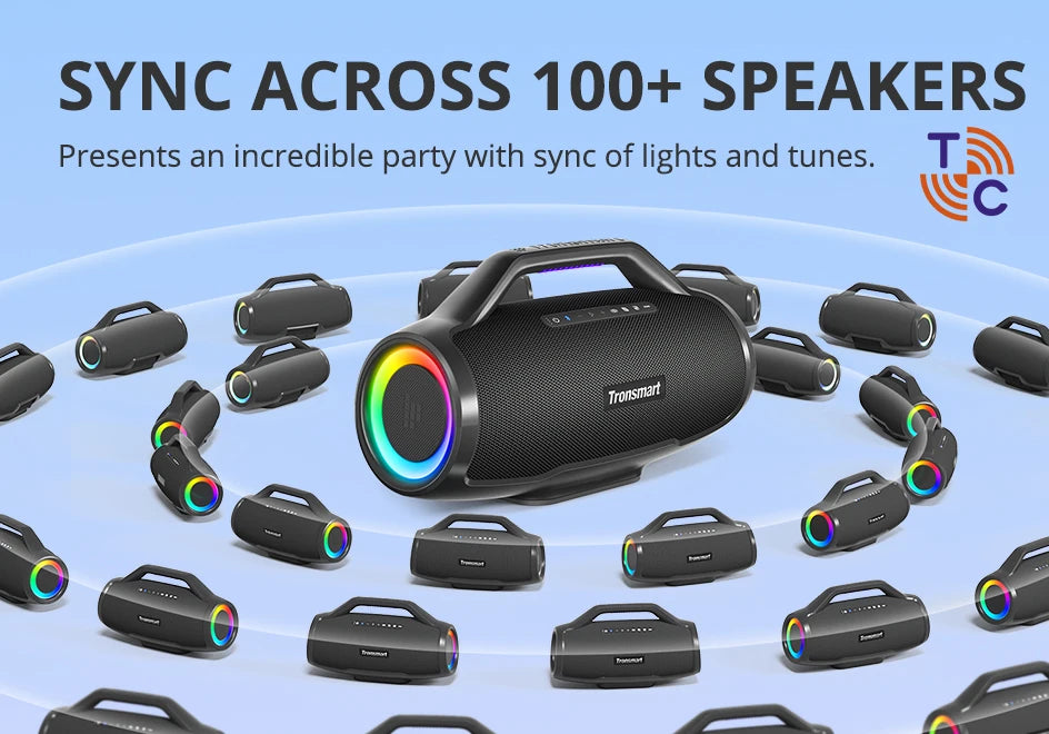 Tronsmart Bang Max Speaker Bluetooth Speaker with 130W, 3 Way Sound System, Sync Up 100+ Speakers, APP Control, Guitar/Mic Input