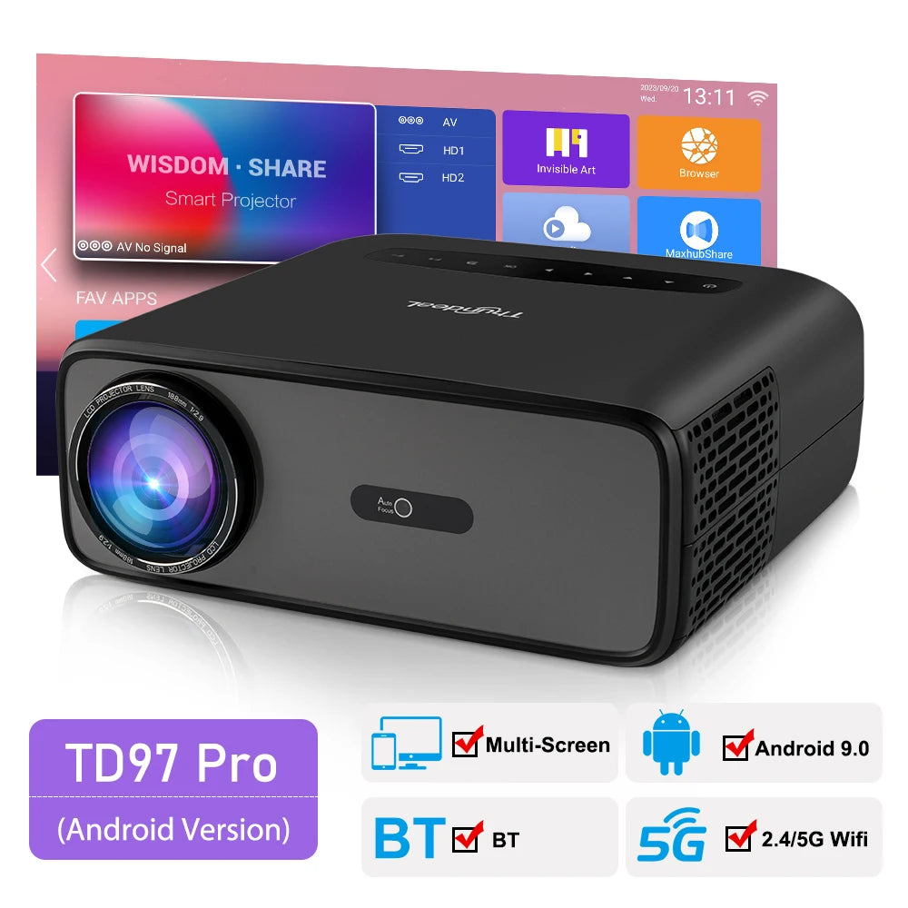 ThundeaL Projector Full Auto HD 1080P WiFi 6 Android TD97 Pro TD97Pro Projector Video Home Movie IOS Smart Phone 3D TV Proyector