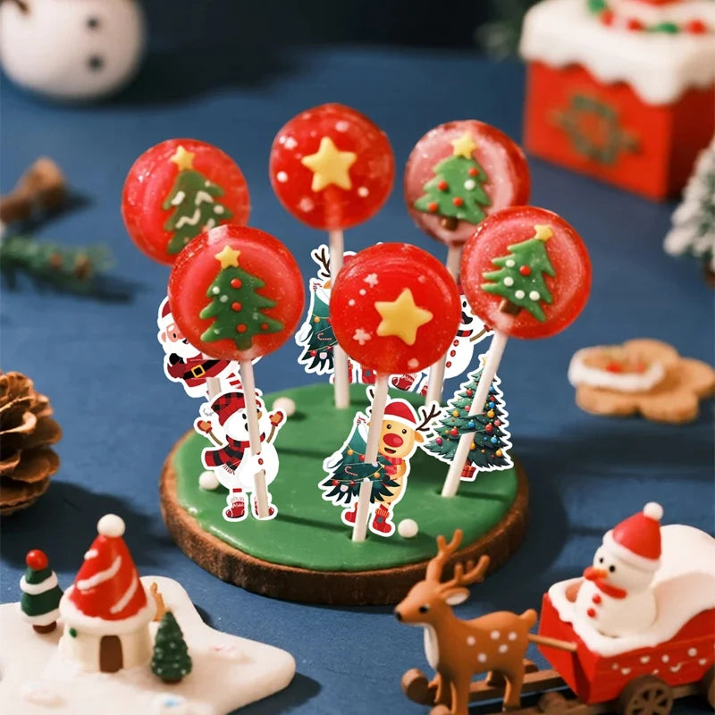 Santa Claus Lollipop Holder Cards 2025 Merry Christmas Decorations Lollipop Candy Gifts Packaging Christmas Gifts Navidad Natal