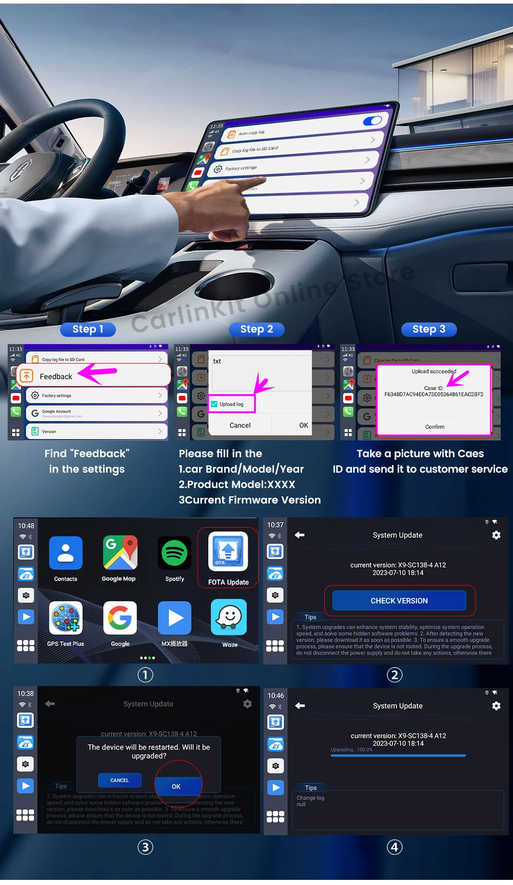 Carlinkit Android 13 Tv Box 6225 LED Wireless Android Auto CarPlay Wireless Adapter Support Youtube Netfilx IPTV Spotify GPS