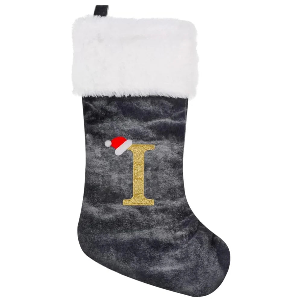Christmas Socks Large Velvet Letter Stocking Christmas Decoration For Home Fireplace Navidad Natal Xmas Tree Ornament Gift Bag