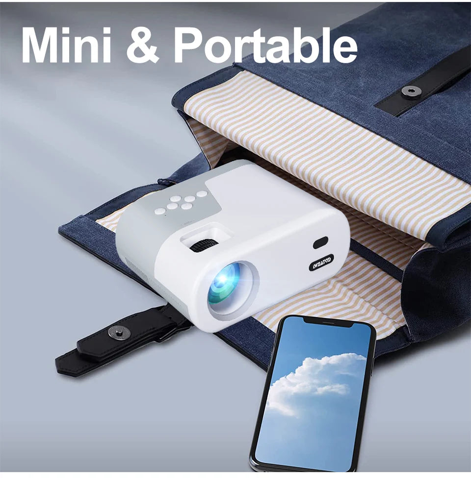 WZATCO DP02W Mini Projectors WiFi 5 Mirror Screen Bluetooth Support Full HD 1080P Projector 4K LED Home Theater Beamer