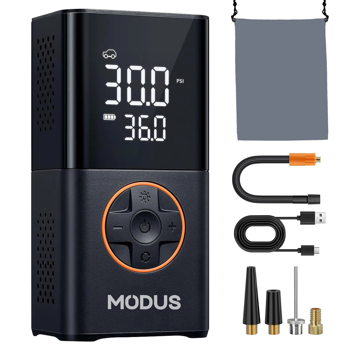 Portable Rechargeable Air Pump High Precision Fiorless Tire Inflator With Tire Calibrator and LED Emergency Light