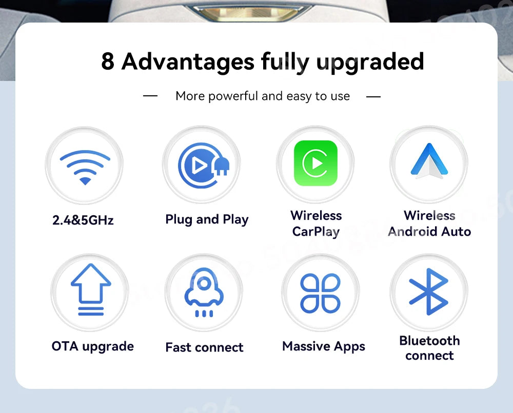 CarlinKit 5.0 Portable Wireless Android Auto & CarPlay Dongle Smart Car AI Box Online Upgrade Plug & Play Android Auto Adapter