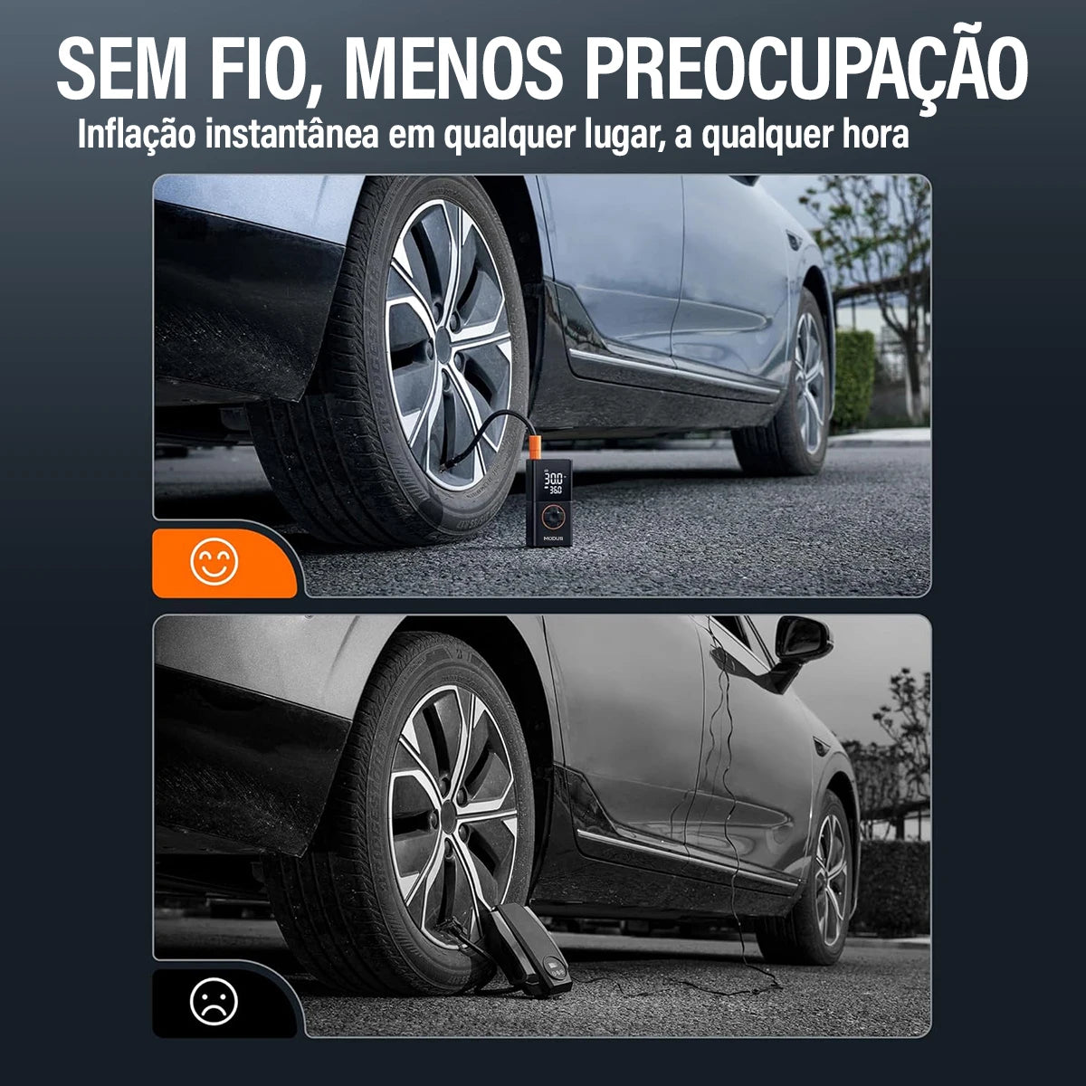 Portable Rechargeable Air Pump High Precision Fiorless Tire Inflator With Tire Calibrator and LED Emergency Light