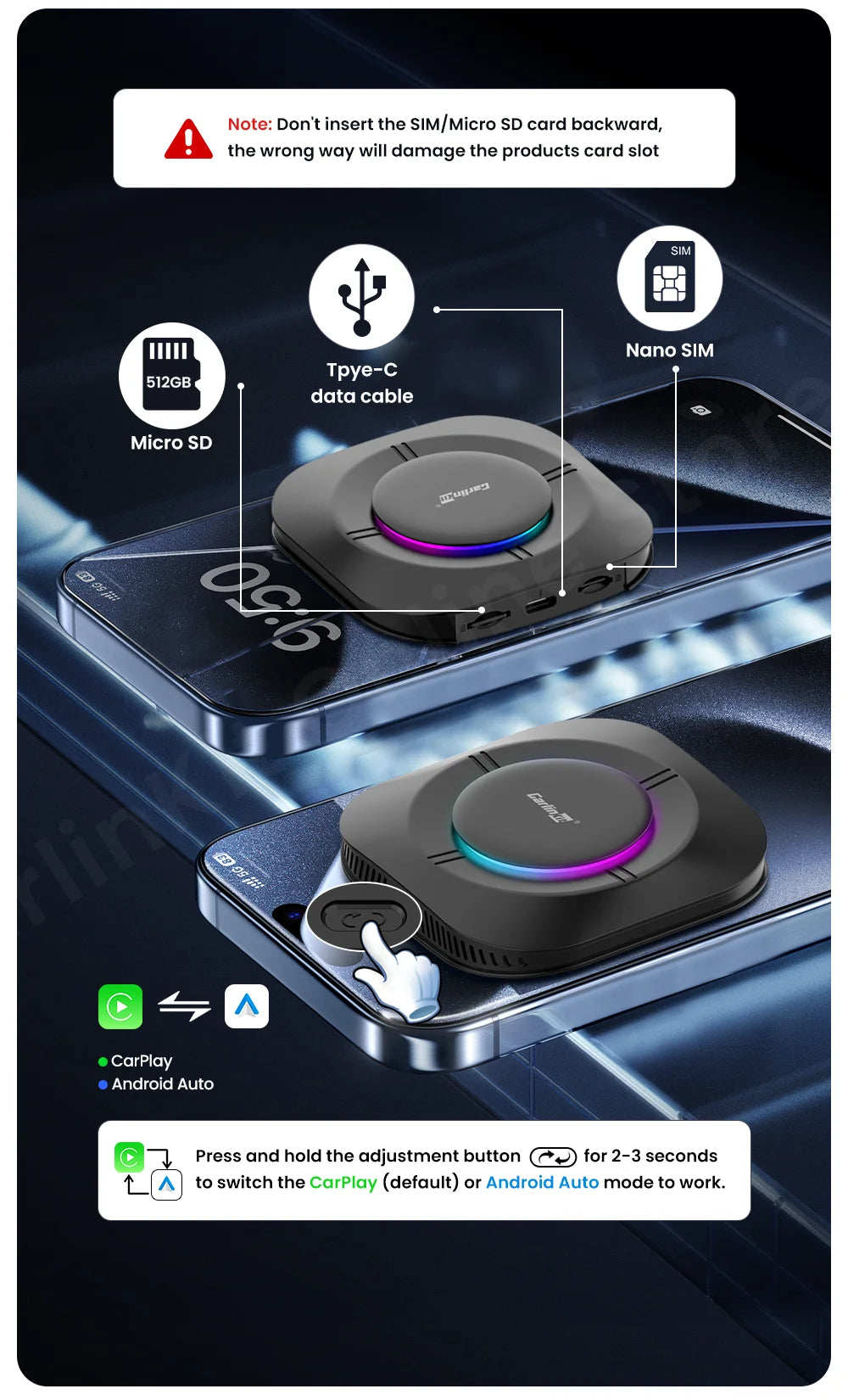 Carlinkit S2 SM6115 Android 13 Tv Box 8 Core Carplay Android auto Wireless Support Youtube Netfilx IPTV Spotify Wifi bluetooth