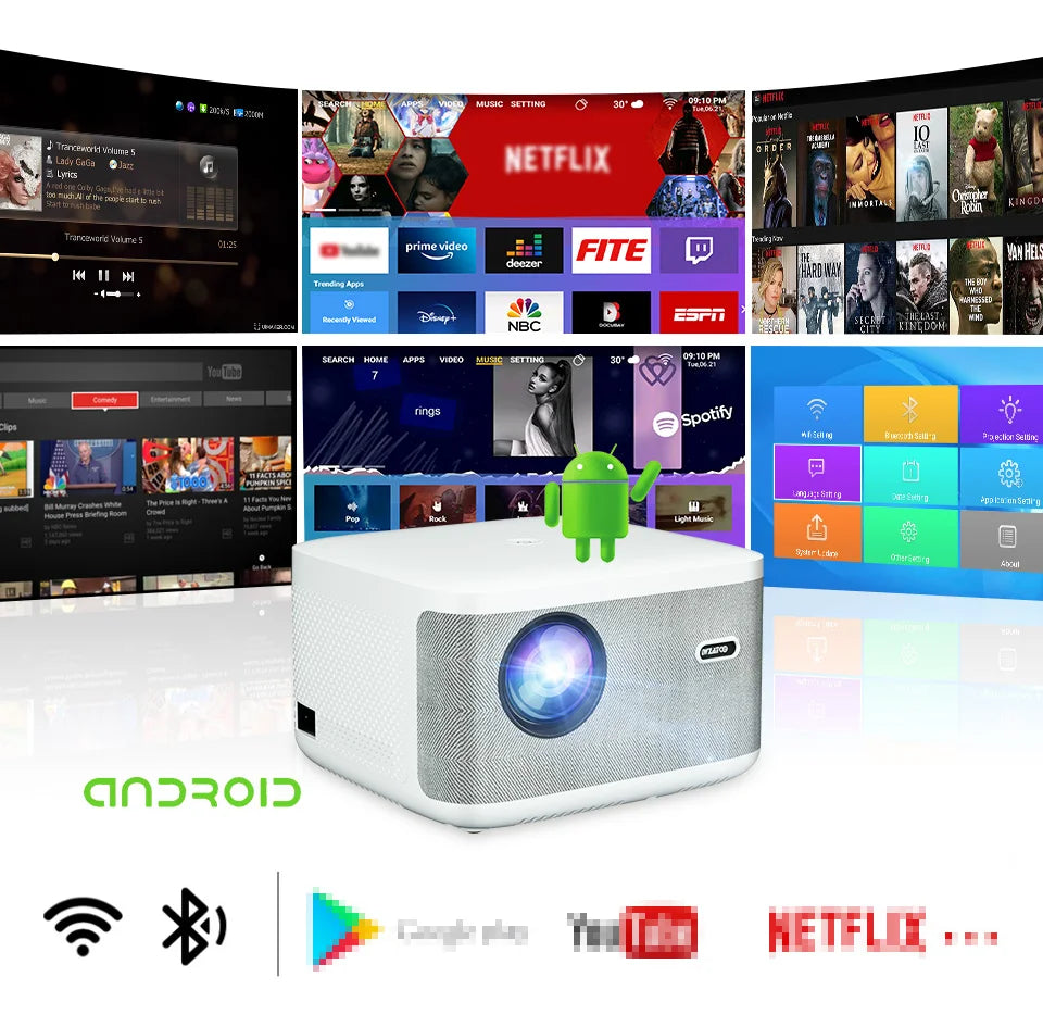 WZATCO A20 Digital Focus 32GB Smart Android WIFI Full HD 1920*1080P LED Projector Video Proyector Home Theater Cinema LCD Beamer