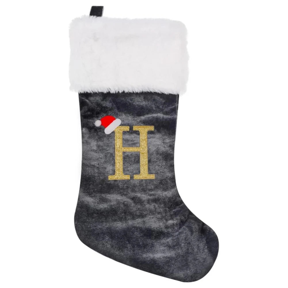 Christmas Socks Large Velvet Letter Stocking Christmas Decoration For Home Fireplace Navidad Natal Xmas Tree Ornament Gift Bag