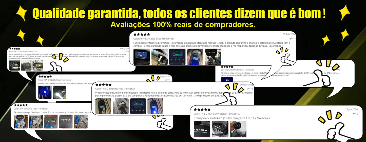 TAYNIU Electric Car Charger 3.5KW 7KW with APP Portable EV Charger Type 2 16A 80V-260V BR Plug Charging Cable 5M for all EVs