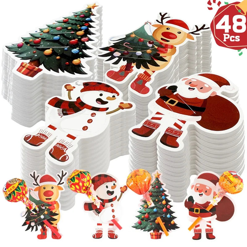 Santa Claus Lollipop Holder Cards 2025 Merry Christmas Decorations Lollipop Candy Gifts Packaging Christmas Gifts Navidad Natal