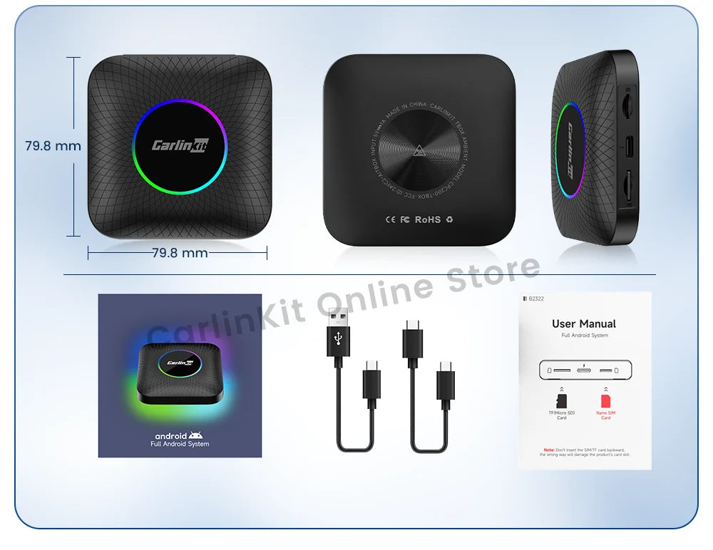 Carlinkit Android 13 Tv Box 6225 LED Wireless Android Auto CarPlay Wireless Adapter Support Youtube Netfilx IPTV Spotify GPS