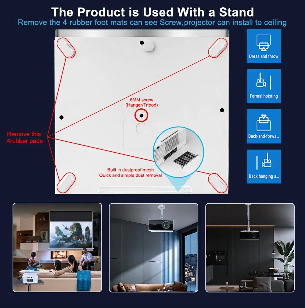 ThundeaL Portable Projector TDA7W Android 13 WiFi for 2K 4K Full HD 1080P 3D Projetor Home Cinema Video Beam Projector 2G 32G